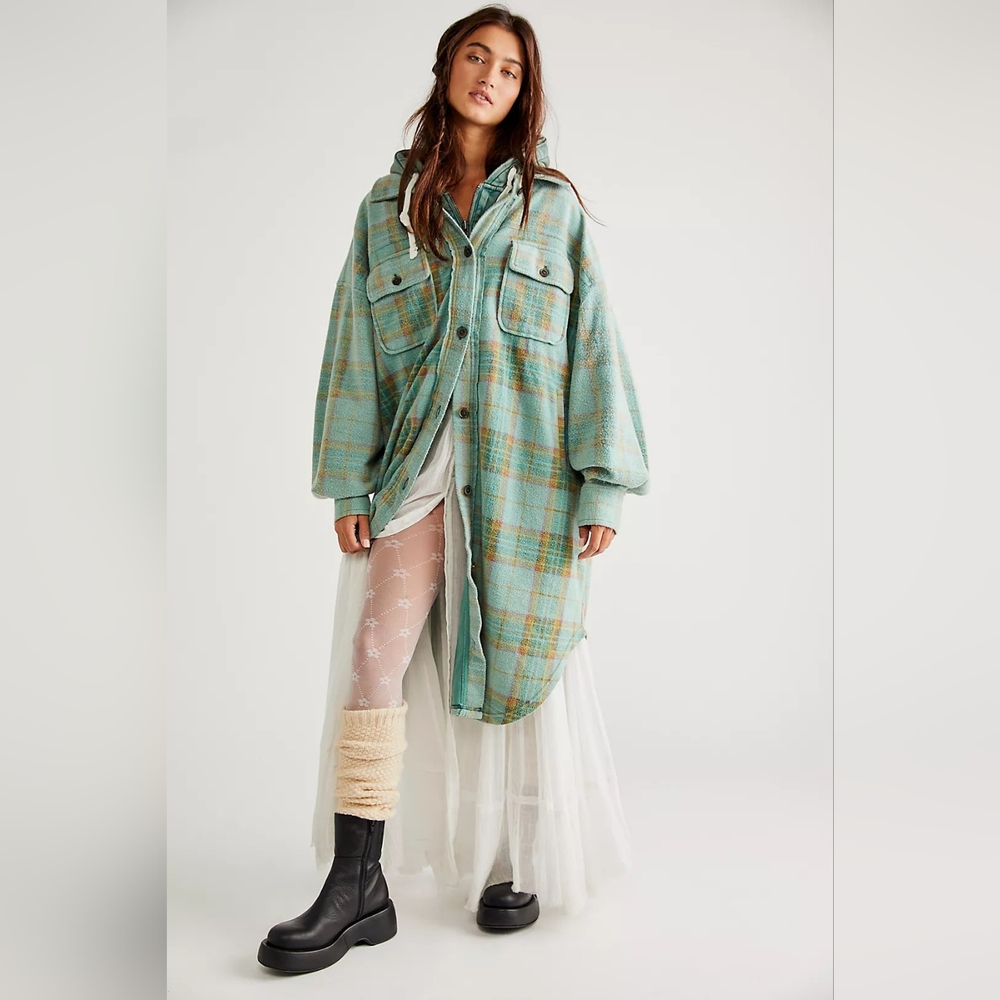 Free People Long Plaid Ruby Jacket - Picture 1 of 6